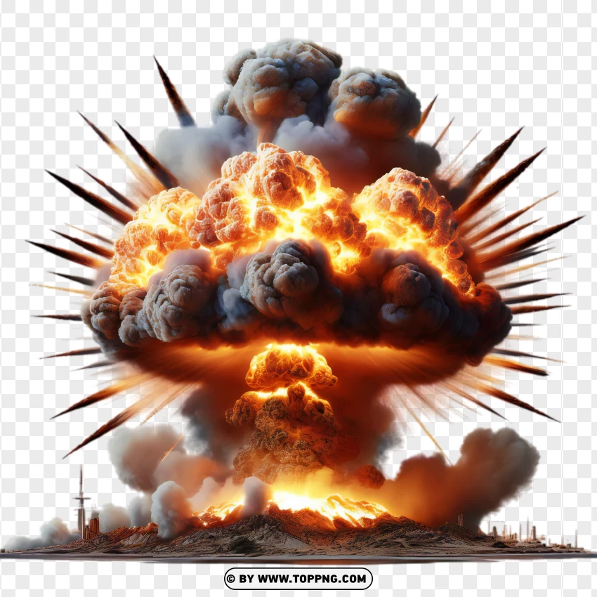 Massive Nuclear Explosion Image PNG Transparent Background