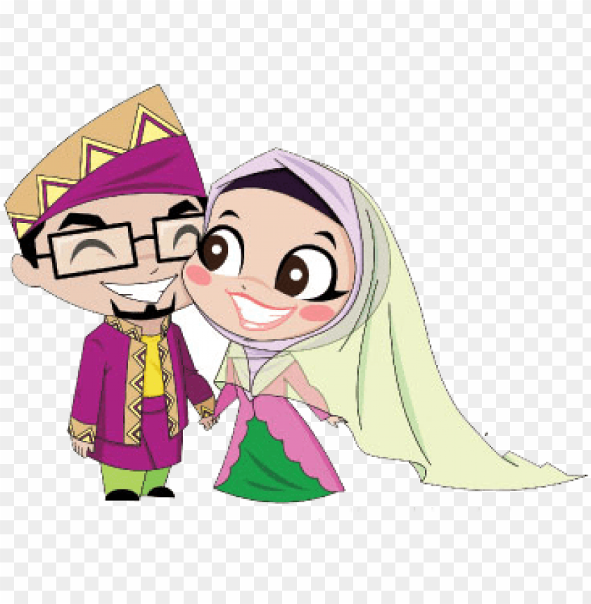 mat so'od and so'odah is a pair of married couple - islamic cartoon weddi  PNG image with transparent background | TOPpng