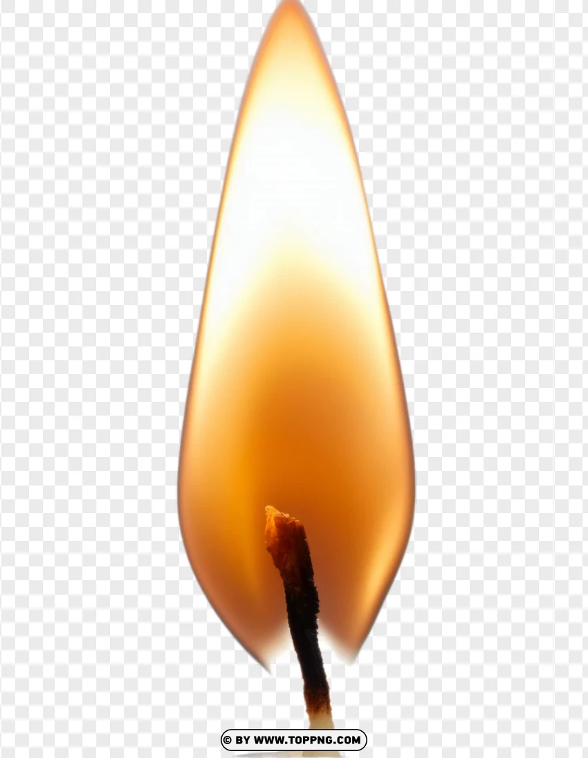 Lit matchstick with a small fire flame, PNG image with transparent background