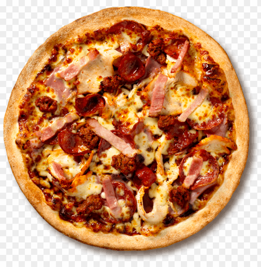 meat deluxe pizza top view PNG transparent with Clear Background ID 237845