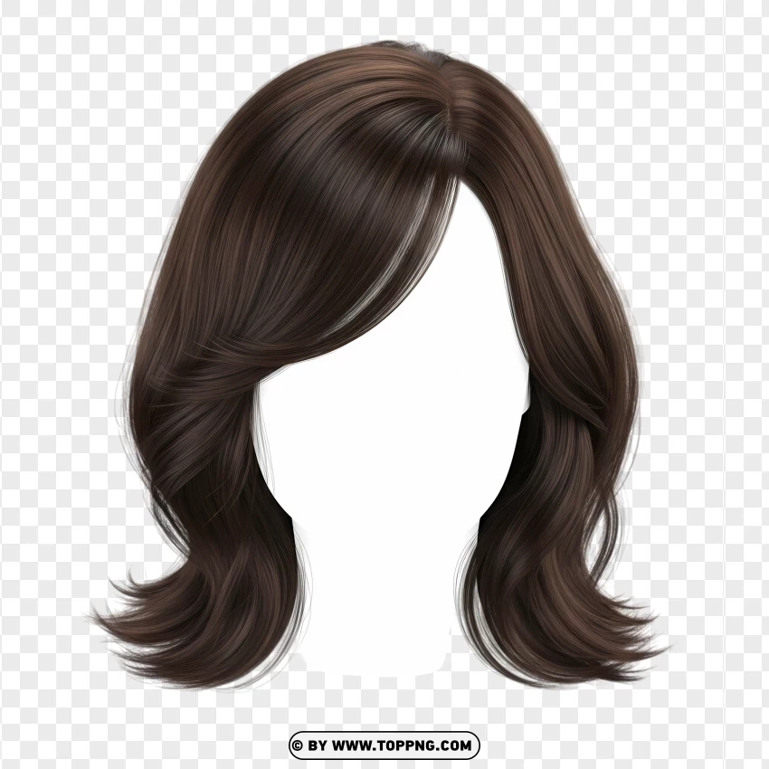 Medium-length brown hair – side part, gentle waves