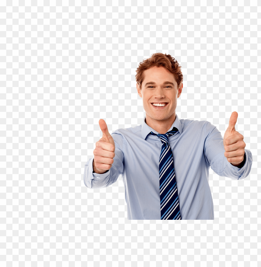 Transparent background PNG image of men pointing thumbs up - Image ID 19748