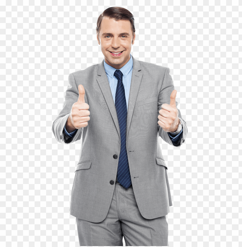 Transparent background PNG image of men pointing thumbs up - Image ID 20505