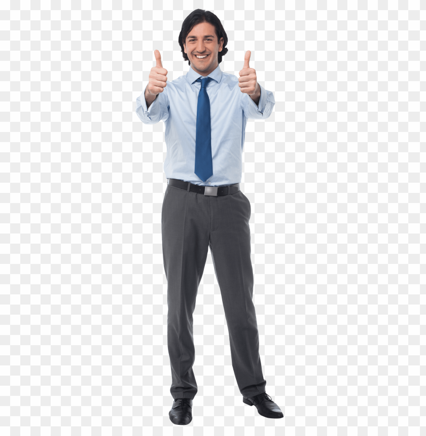 Transparent background PNG image of men pointing thumbs up - Image ID 20628