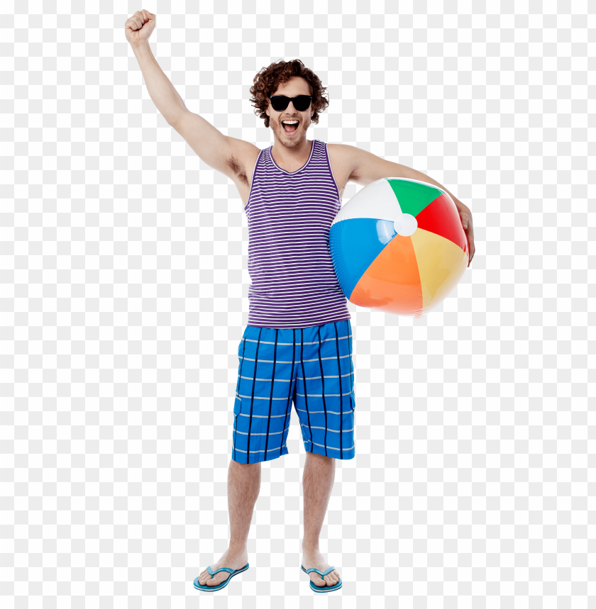 Transparent background PNG image of men with beach ball - Image ID 21029