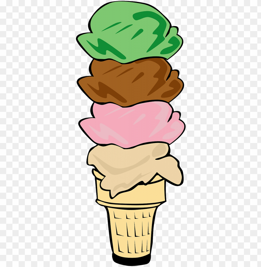 Menu, Recreation, Cartoon, Ice, Desserts, Cream - 4 Scoops Of Ice Cream PNG Image With Transparent Background