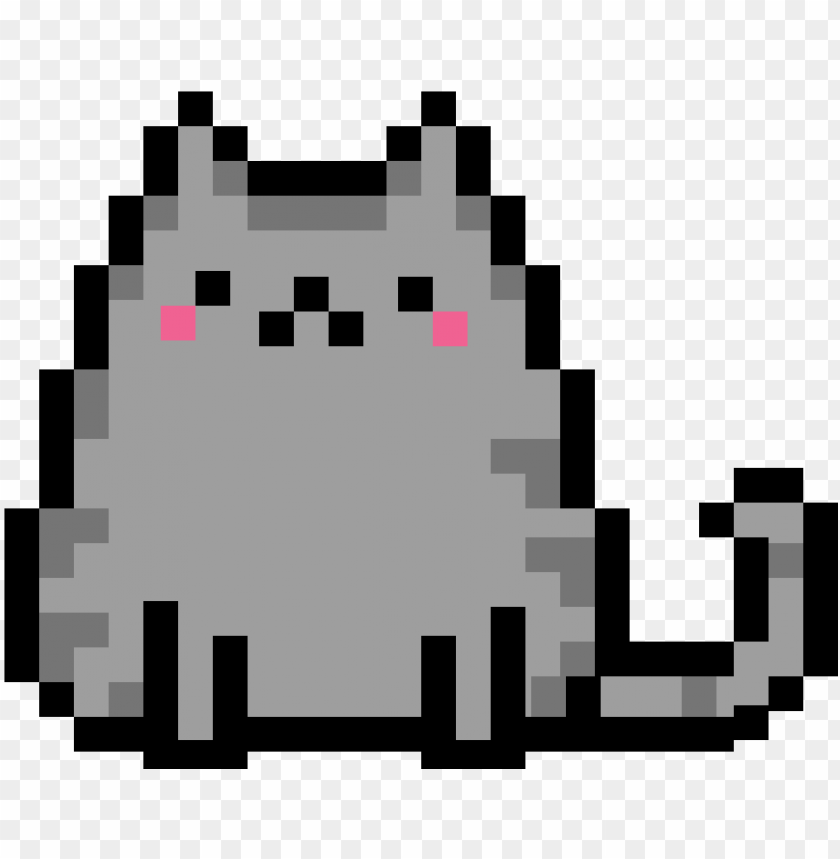Meow Cute Kitten Pusheen Pixel Art PNG Image With Transparent ...
