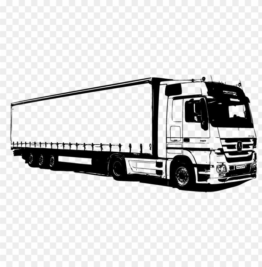 Mercedes Benz Outline Truck Black And White PNG Image With Transparent Background@toppng.com