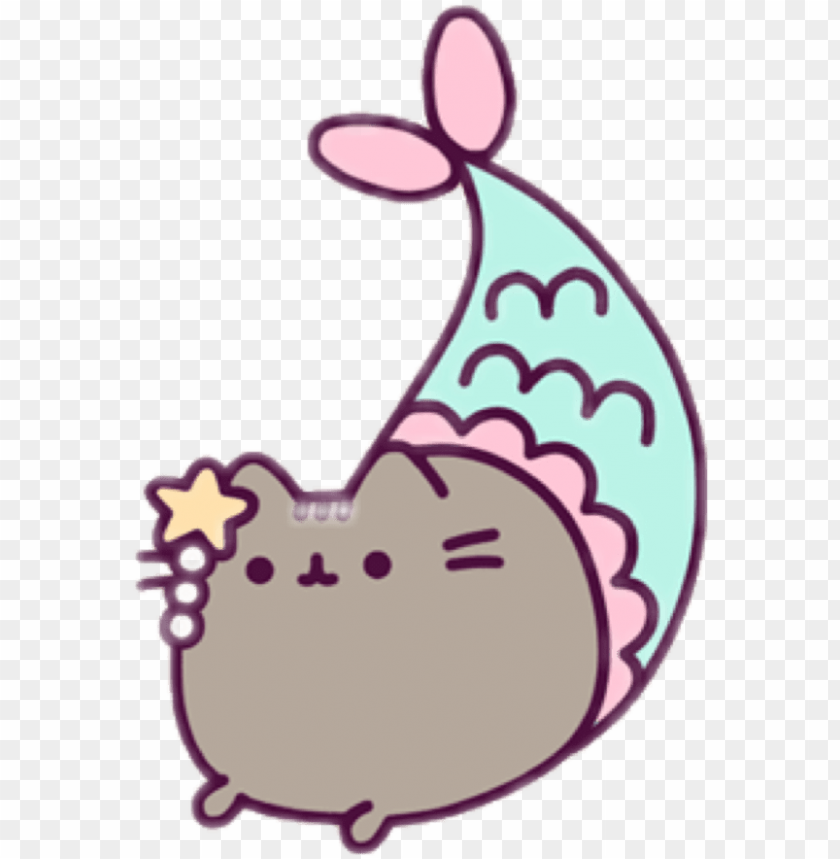 Mermaid Pusheen Coloring Pages PNG Transparent Background