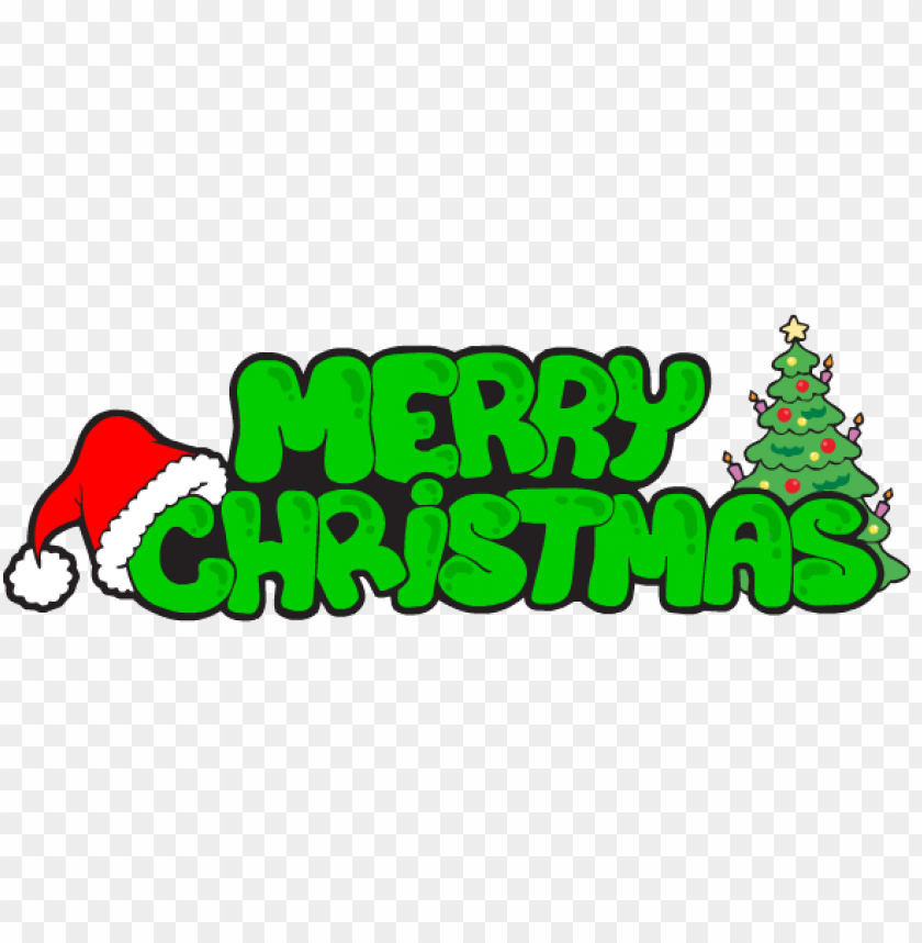merry christmas green text PNG image with transparent background.
