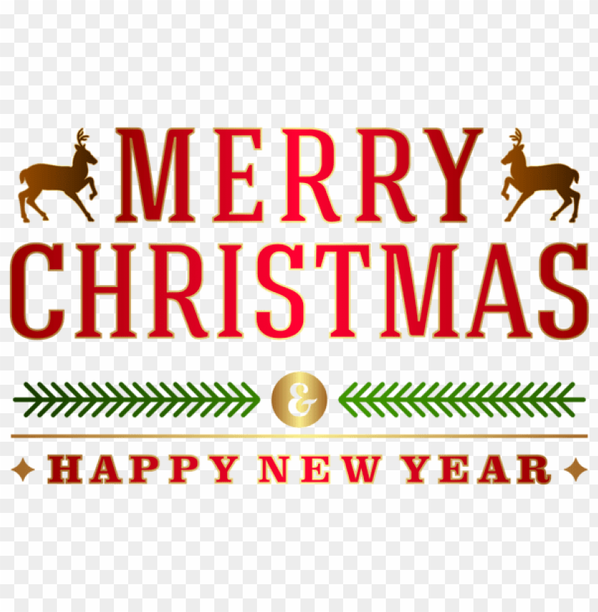 Merry Christmas And Happy New Year Clip Art Words