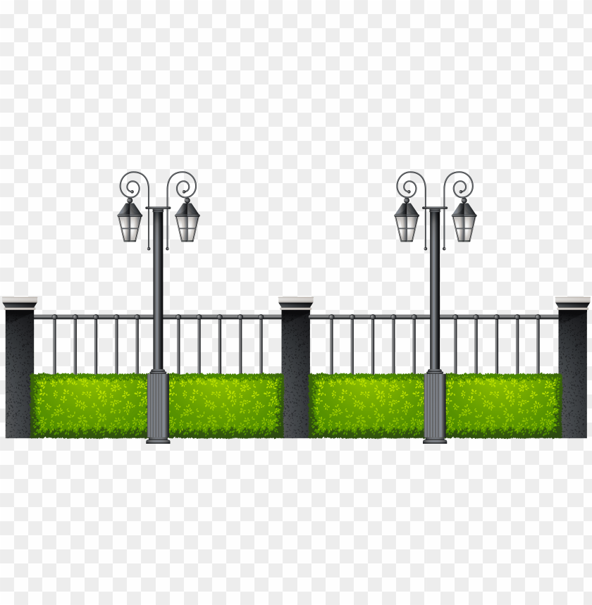 fence, metal, streetlights