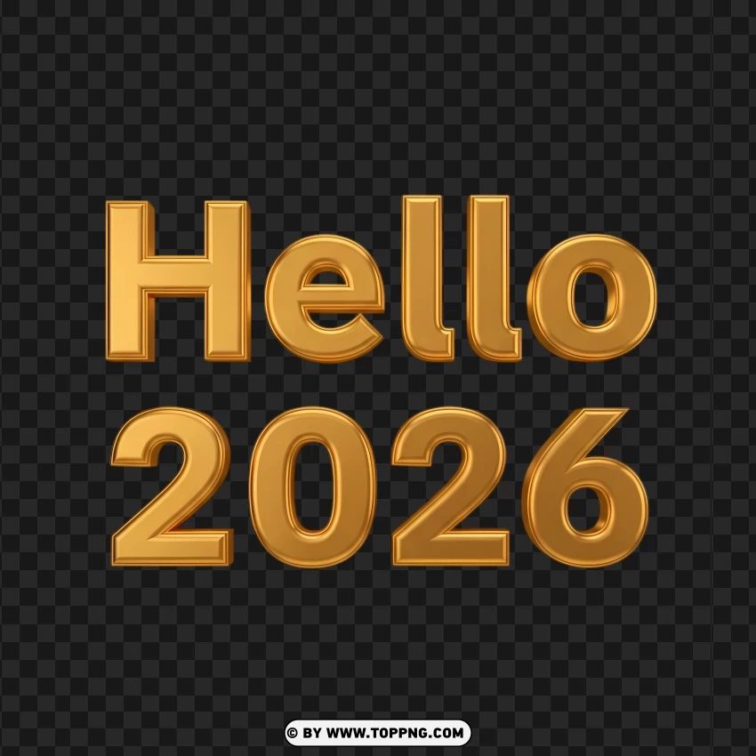 Hello 2026 Festive Script With Gold Glow PNG Transparent Background