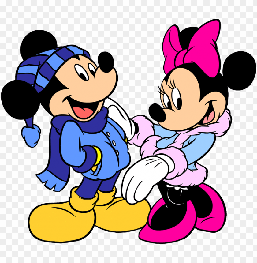 free PNG mickey mouse and minnie mouse winter PNG image with transparent background PNG images transparent