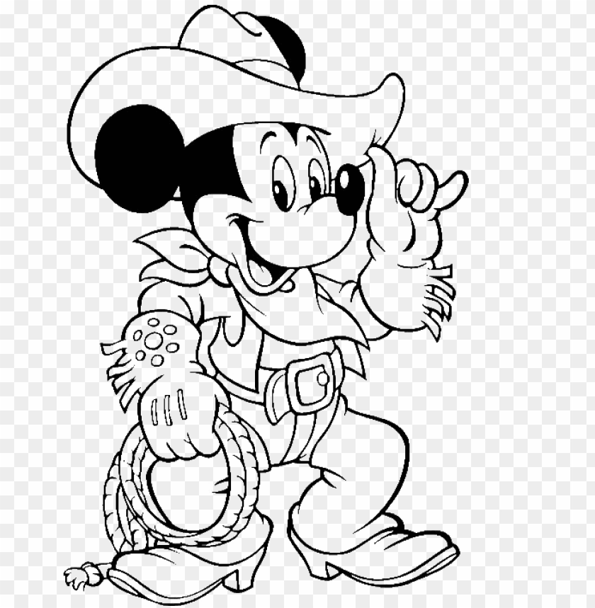 Mickey Mouse Cowboy Coloring Pages Png Image With Transparent Background Toppng
