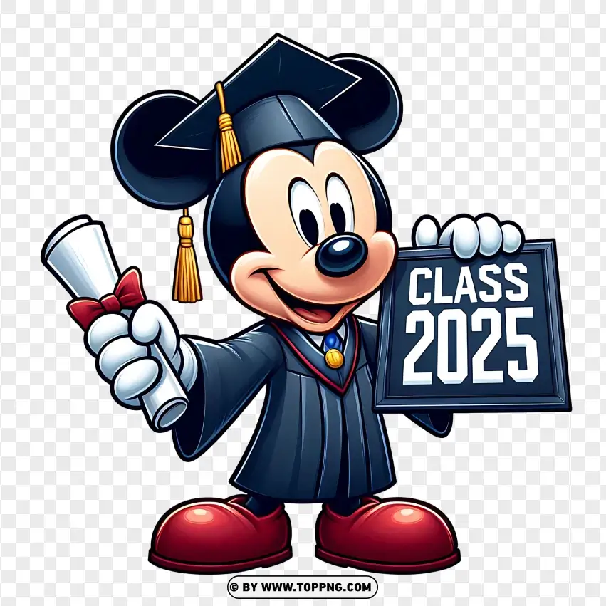 Mickey Mouse Graduation Class 2025 PNG Transparent Background