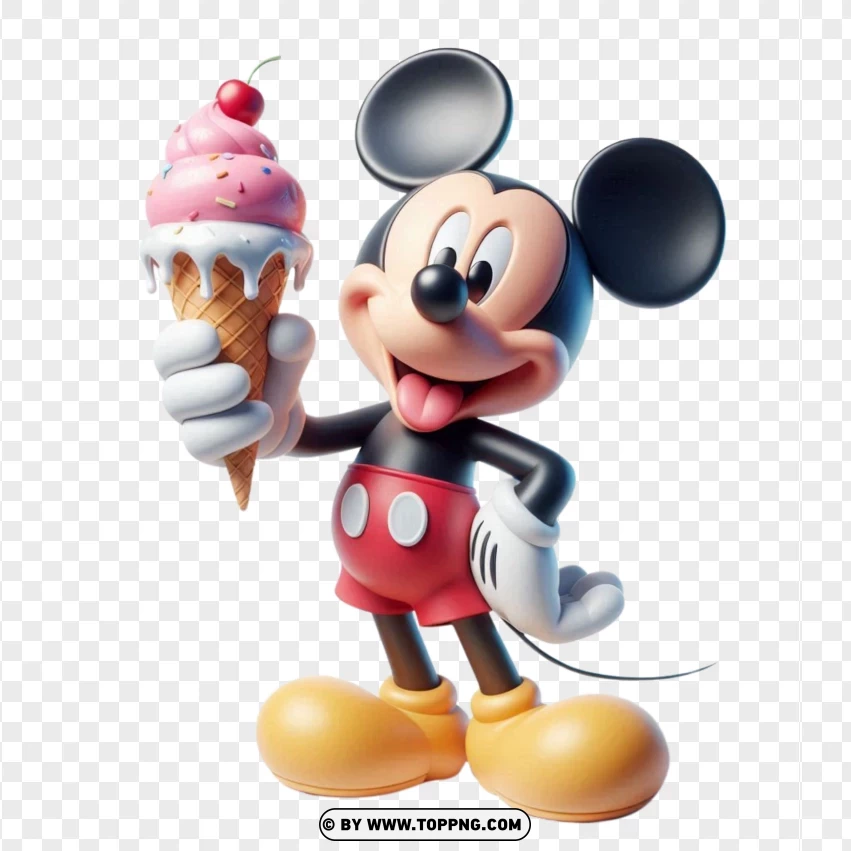 Mickey Mouse With Ice Cream PNG Transparent Background