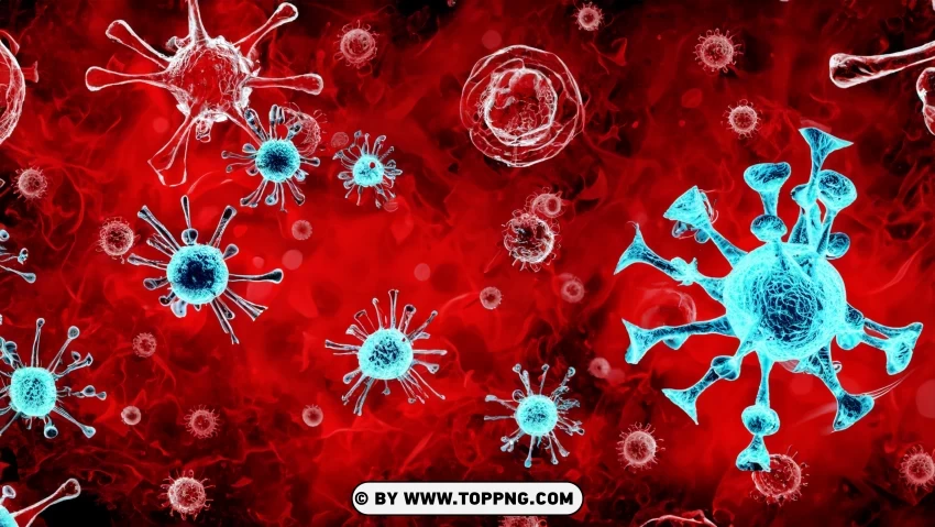 Microscopic World Alert Background with Virus, Bacteria, and Cells, EG-5 ,COVID-19, Marburg Virus, Virus
