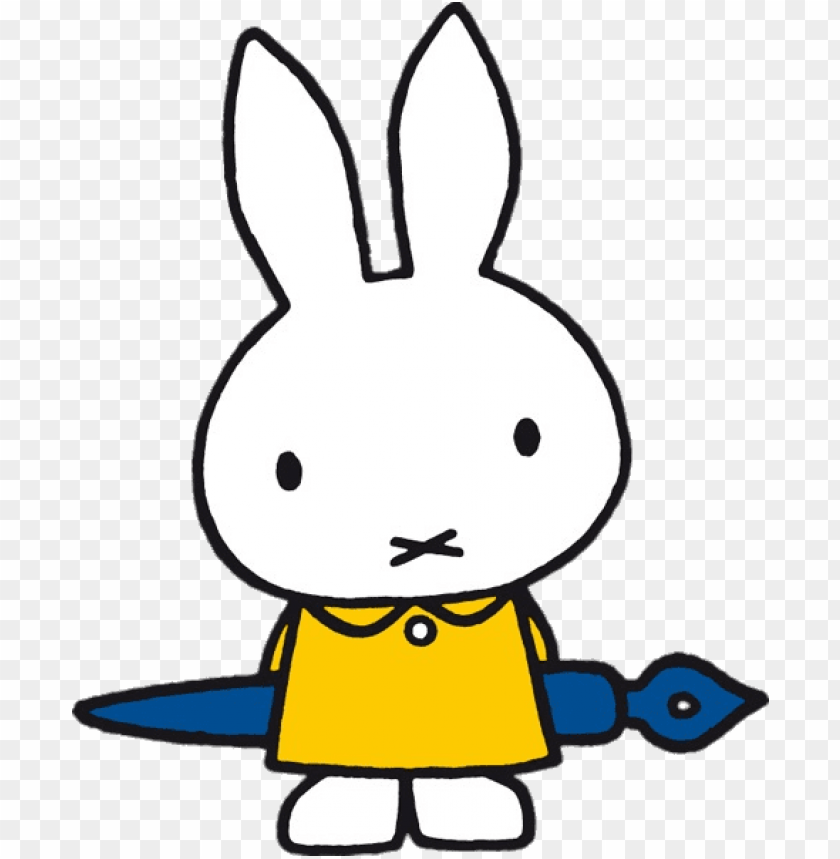 at the movies, cartoons, miffy, miffy holding a large pen, 