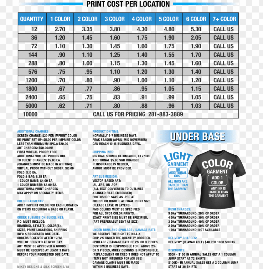 Mikey Designs T shirt Screen Printing Price List Contract Screen 
