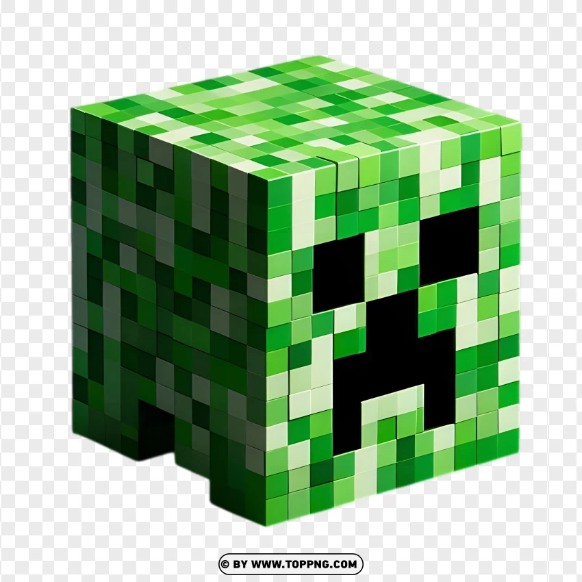 Minecraft Creeper Cube Head PNG Transparent Background