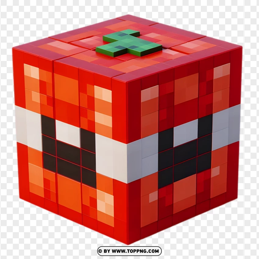 Minecraft Tnt Custom Red Block With A Creeper Face Design PNG Transparent Background