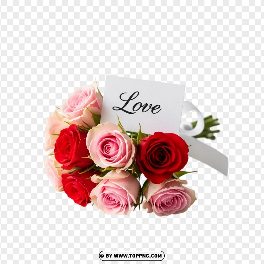 Mini Romantic Bouquet With Card PNG Transparent Background