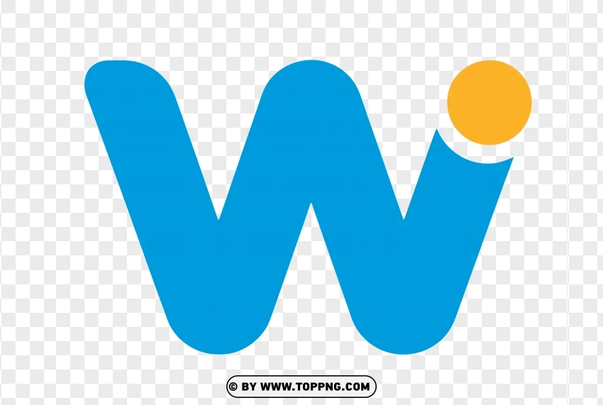 Minimal Abstract Blue W Logo With Yellow Dot PNG Transparent Background