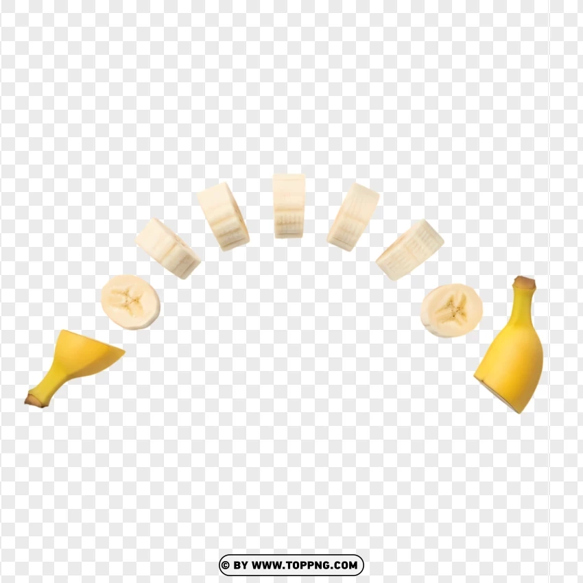 Minimal Clean Banana Slice Composition PNG Transparent Background