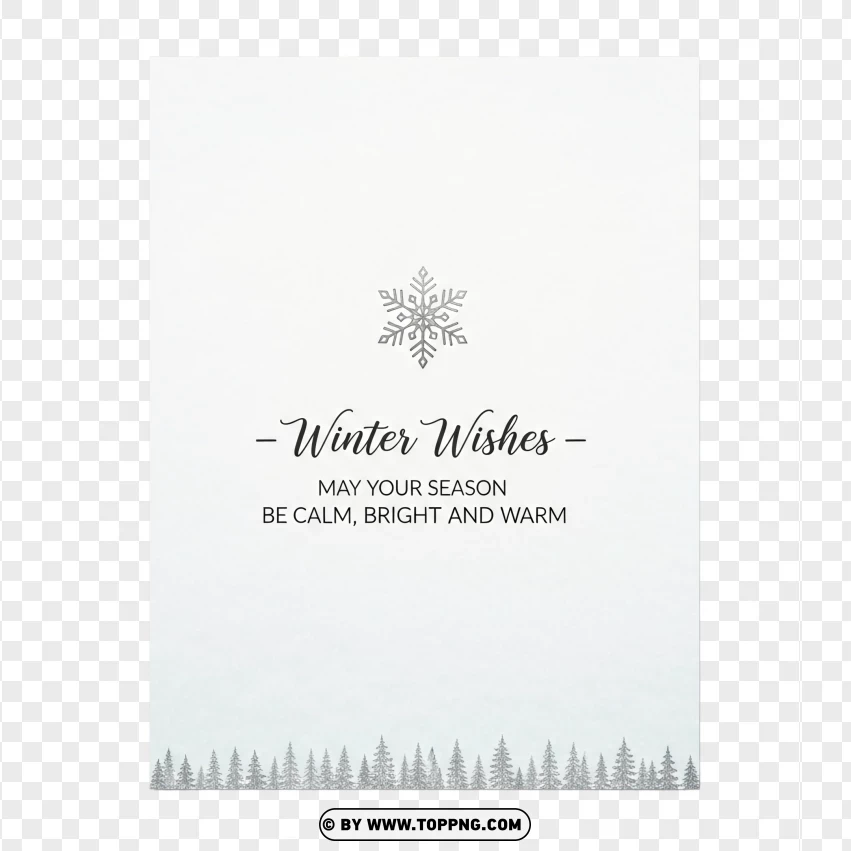Minimal Greeting Card With Winter Wishes Text PNG Transparent Background