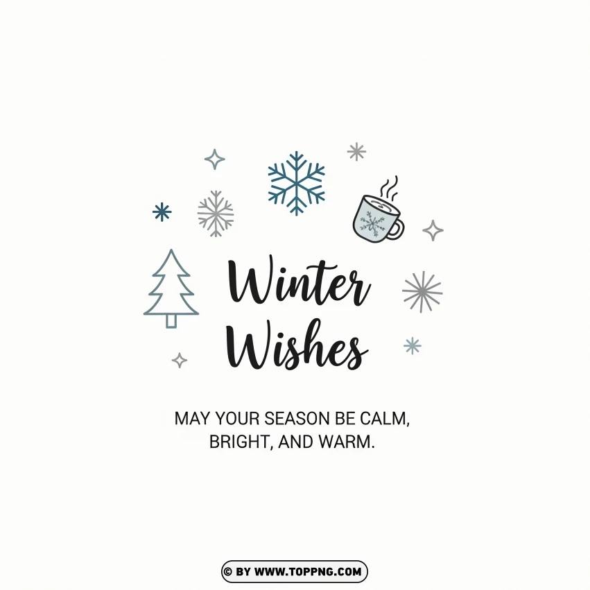 Minimal Happy Winter Greeting Card With Seasonal Icons PNG Transparent Background