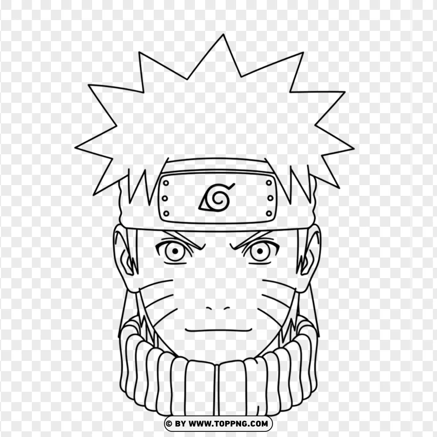 Minimal Line Art Naruto Uzumaki Headband Icon PNG Transparent Background