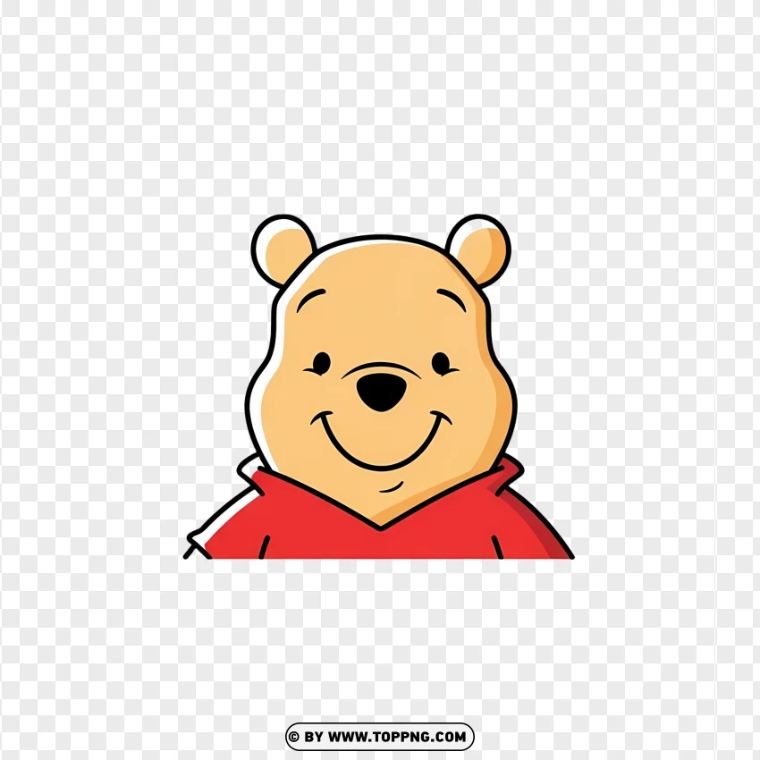 Minimal Line Art Winnie The Pooh Face Design PNG Transparent Background