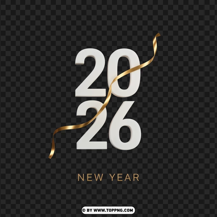 Minimal Stacked 2026 New Year Design PNG Transparent Background