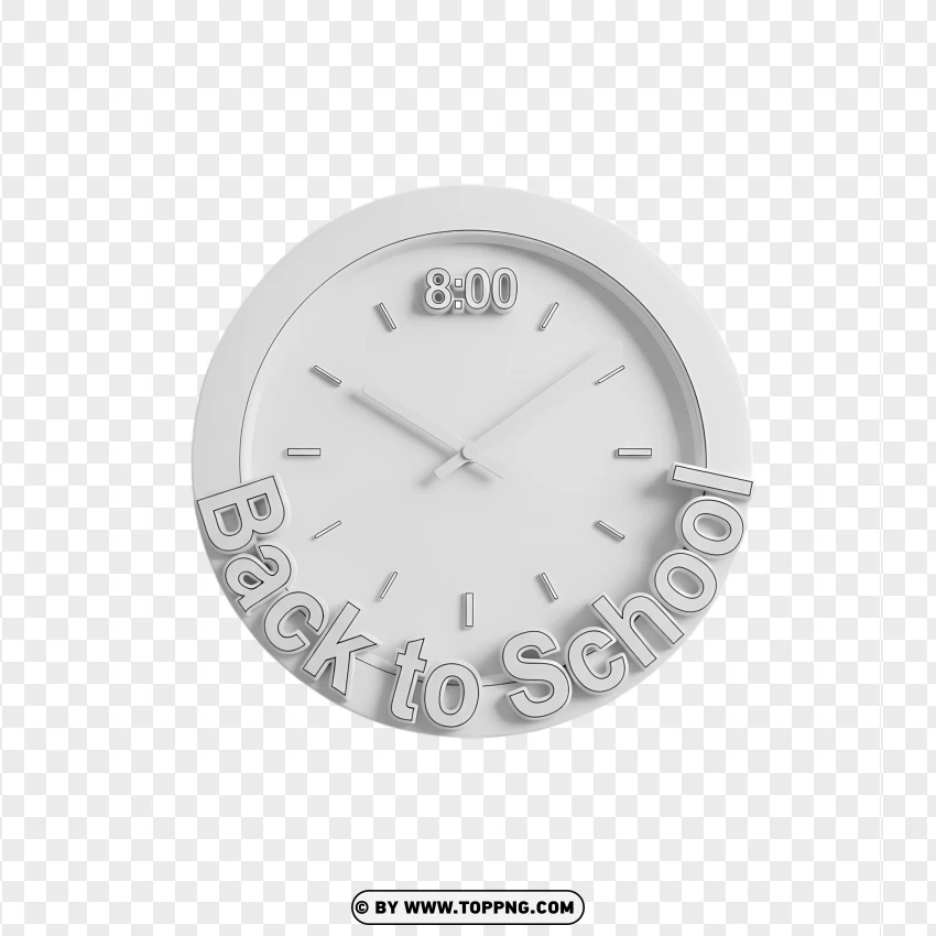 Minimalist 3d Clock With Back To School Text PNG Transparent Background