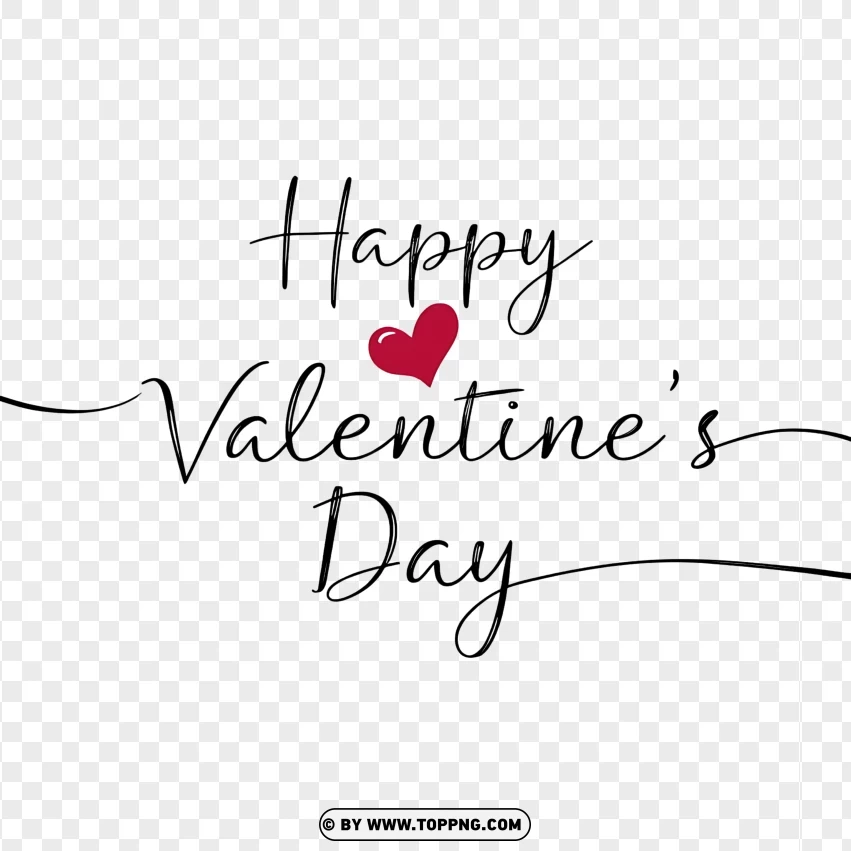 Minimalist Valentines Day Typography With Hand-drawn Heart Accent PNG Transparent Background