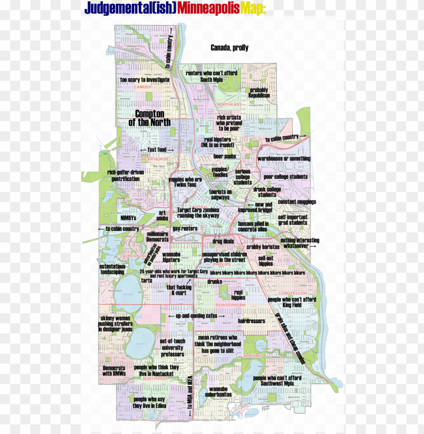 minneapolis neighborhood map inspirational minneapolis judgemental map of minneapolis PNG transparent with Clear Background ID 334403