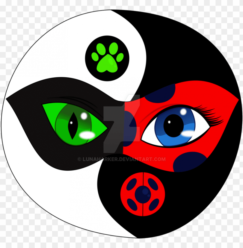 Miraculous Ladybug Yin Yang By Lunaharker On Deviantart - Chat Noir Yin Yang Miraculous Ladybug PNG Transparent With Clear Background ID 102499