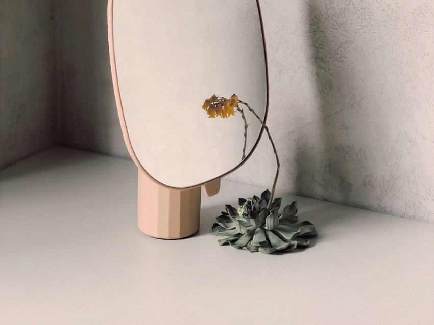 mirror, flower, reflection, minimalism
