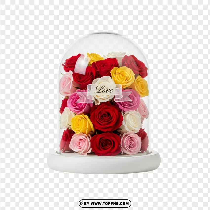 Mixed Roses In Dome PNG Transparent Background