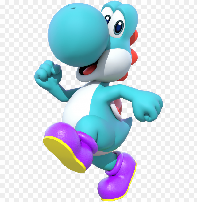 Mkdx Light Blue Yoshi Super Mario Run Characters PNG Image With Transparent Background