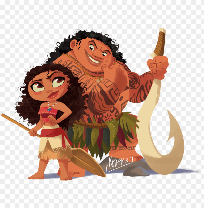 Free Download HD PNG Moana Transparent Cute Moana And Maui Chibi PNG Transparent With Clear