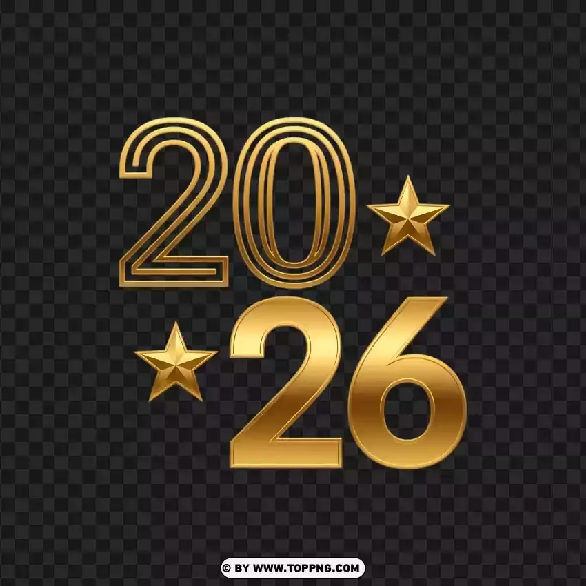 Modern 2026 holiday typography in gold style for festive New Year design