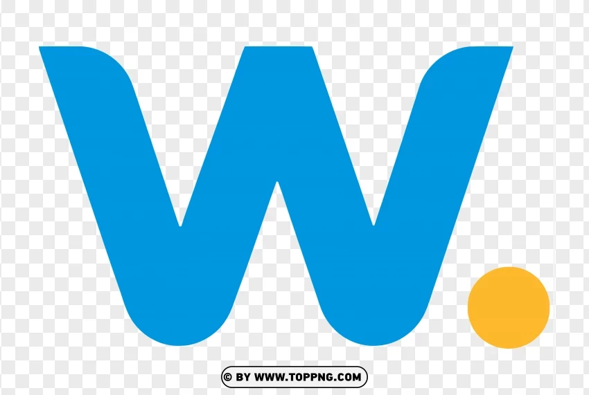 Modern Blue W Logo Abstract With Yellow Dot PNG Transparent Background