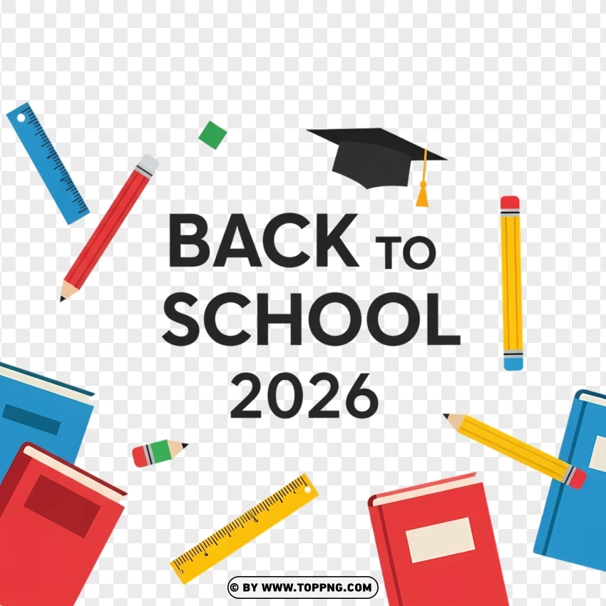 Modern Flat Calendar Style Back To School 2026 Graphic PNG Transparent Background