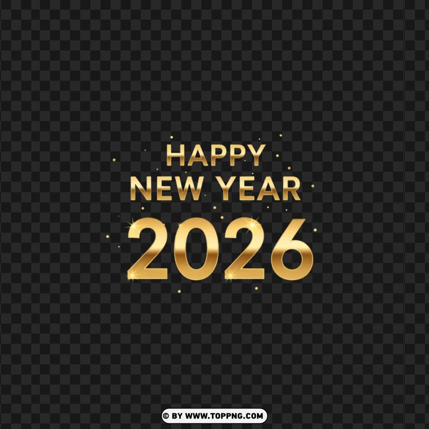 Modern Happy New Year 2026 Typography Poster PNG Transparent Background