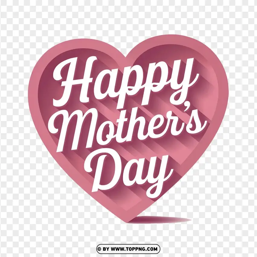 Mothers Day Pink Heart Design PNG Transparent Background