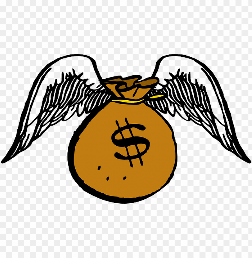 free PNG money bag with wings - money bag flying away PNG image with transparent background PNG images transparent
