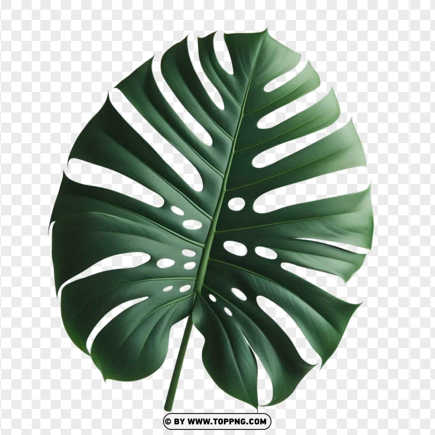 Monstera leaf, split leaf PNG, tropical plant image,Green , Fresh , Isolated , Leaf 