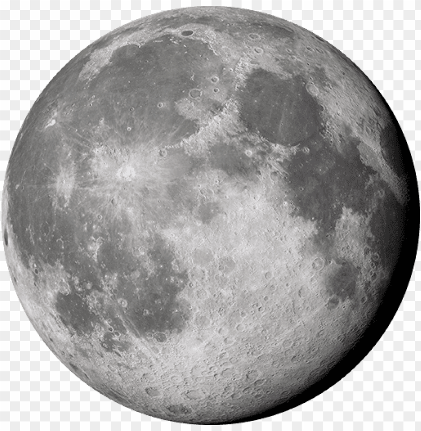 High-resolution image of the full moon against a transparent background.